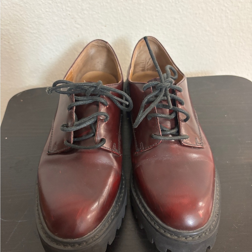 Jeffrey Campbell Dark Red Lace-Up Flats - Picture 2 of 10